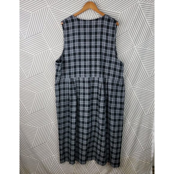 Vintage Jumper Dress Plus 20/22W 3X Plaid Academia Midi Overall Black Alt Grunge - Picture 5 of 7
